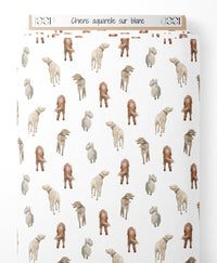 Tissu - Chiens aquarelle sur blanc