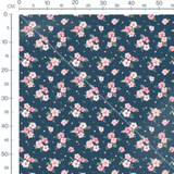 Tissu - Fleurs roses et bourgeons verts