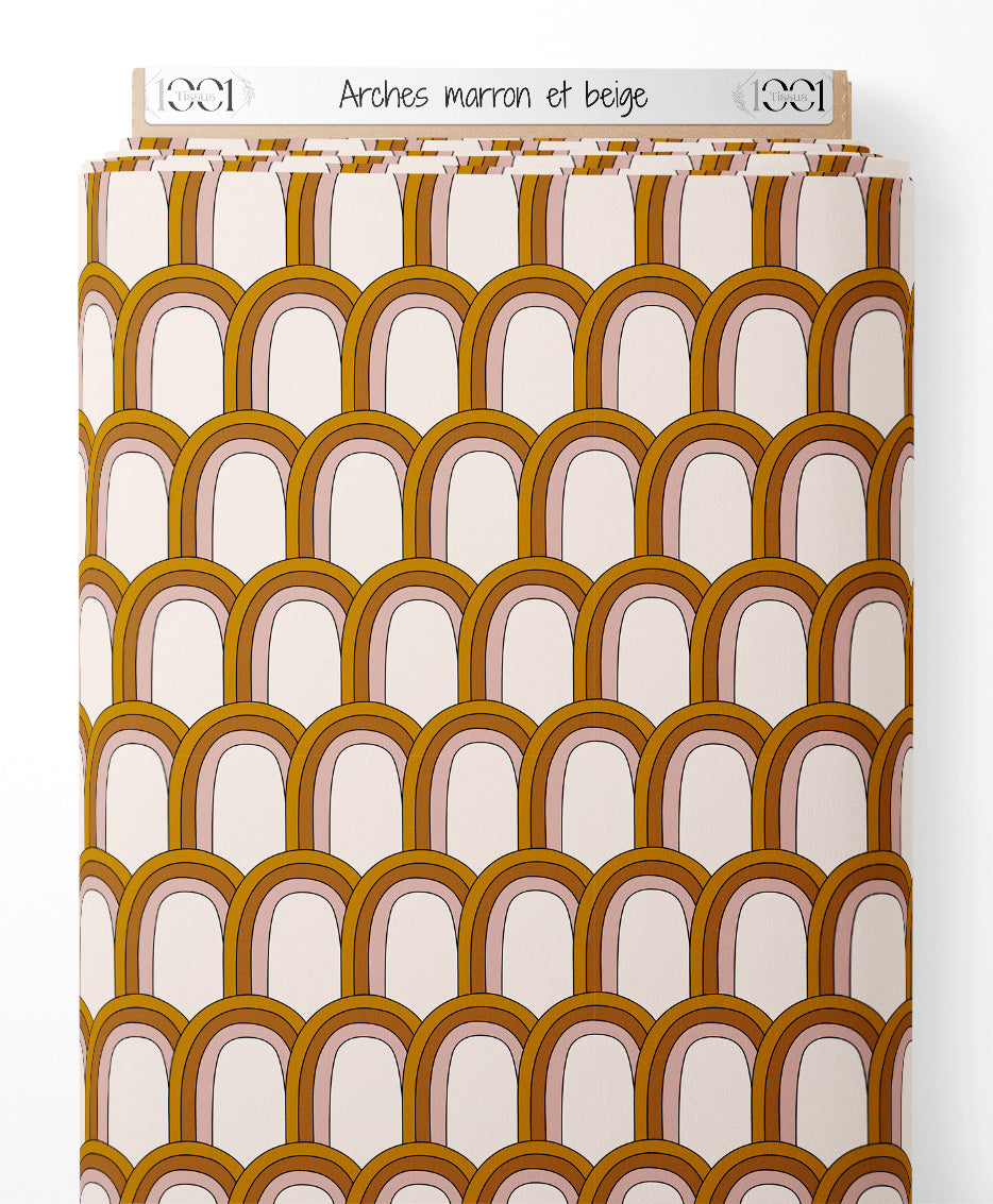 Tissu - Arches marron et beige