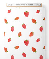 Tissu - Fraises variées en aquarelle