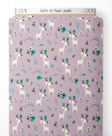 Tissu - Cerfs et fleurs pastel