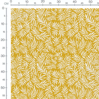Tissu - Feuilles blanches sur fond jaune