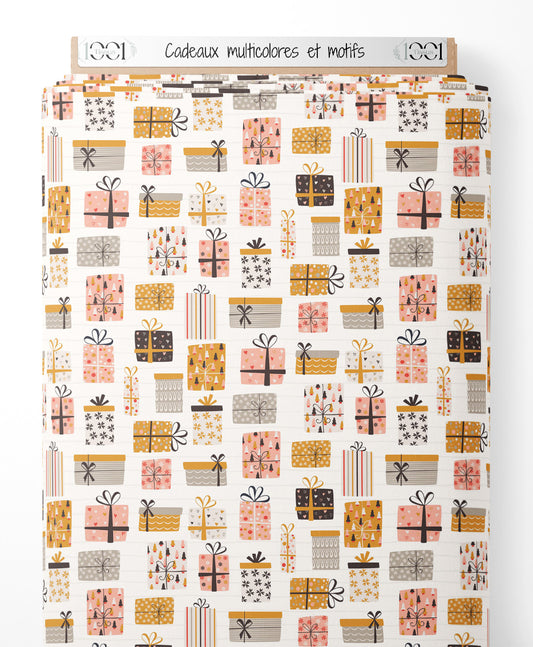 Tissu - Cadeaux multicolores et motifs