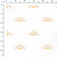 Tissu - Soleils abstraits beige et jaune