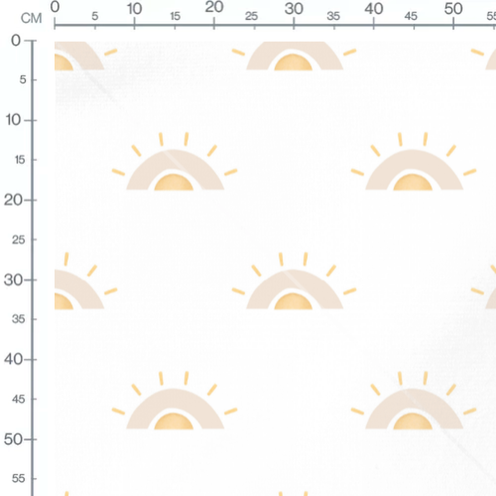 Tissu - Soleils abstraits beige et jaune