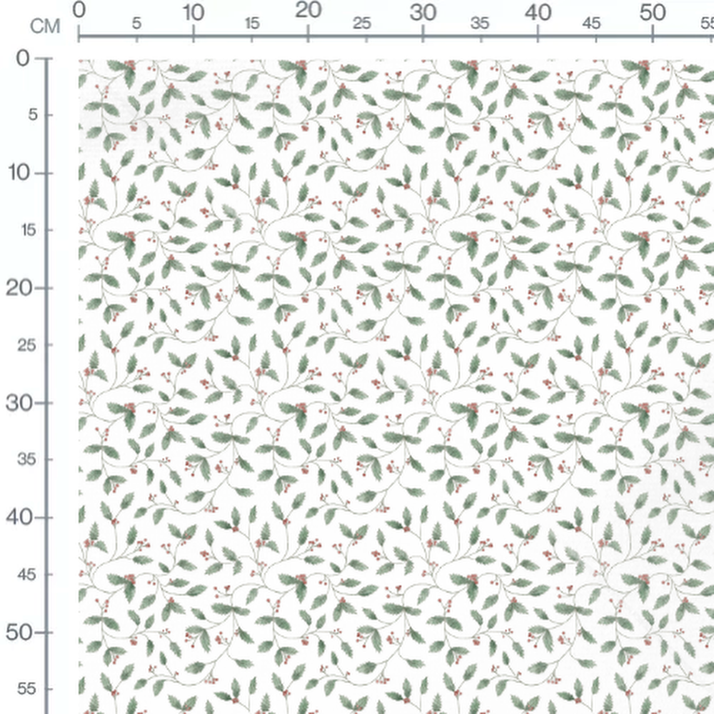 Tissu - Branches fines et baies rouges