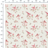 Tissu - Oiseaux roses et fleurs roses 2