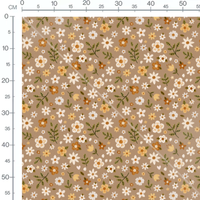 Tissu - Fleurs et cœurs sur beige