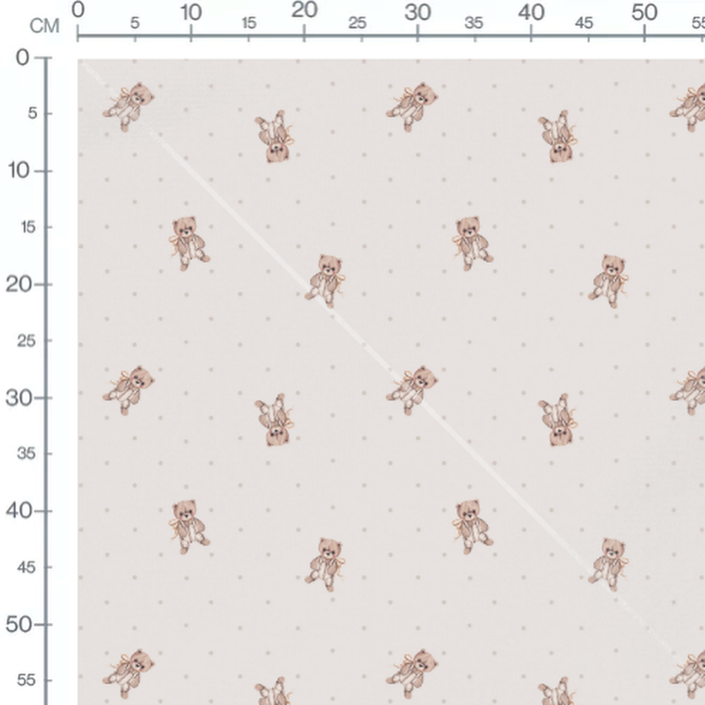 Tissu - Oursons et pois beiges