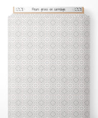 Tissu - Fleurs grises en carrelage