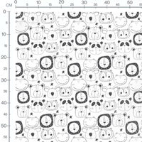 Tissu - Visages d'animaux dessinés