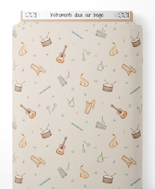 Tissu - Instruments doux sur beige