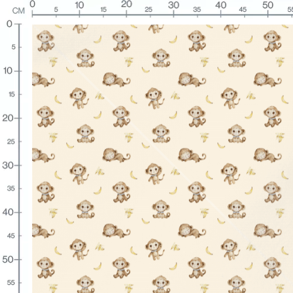 Tissu - Singes avec colliers bleus