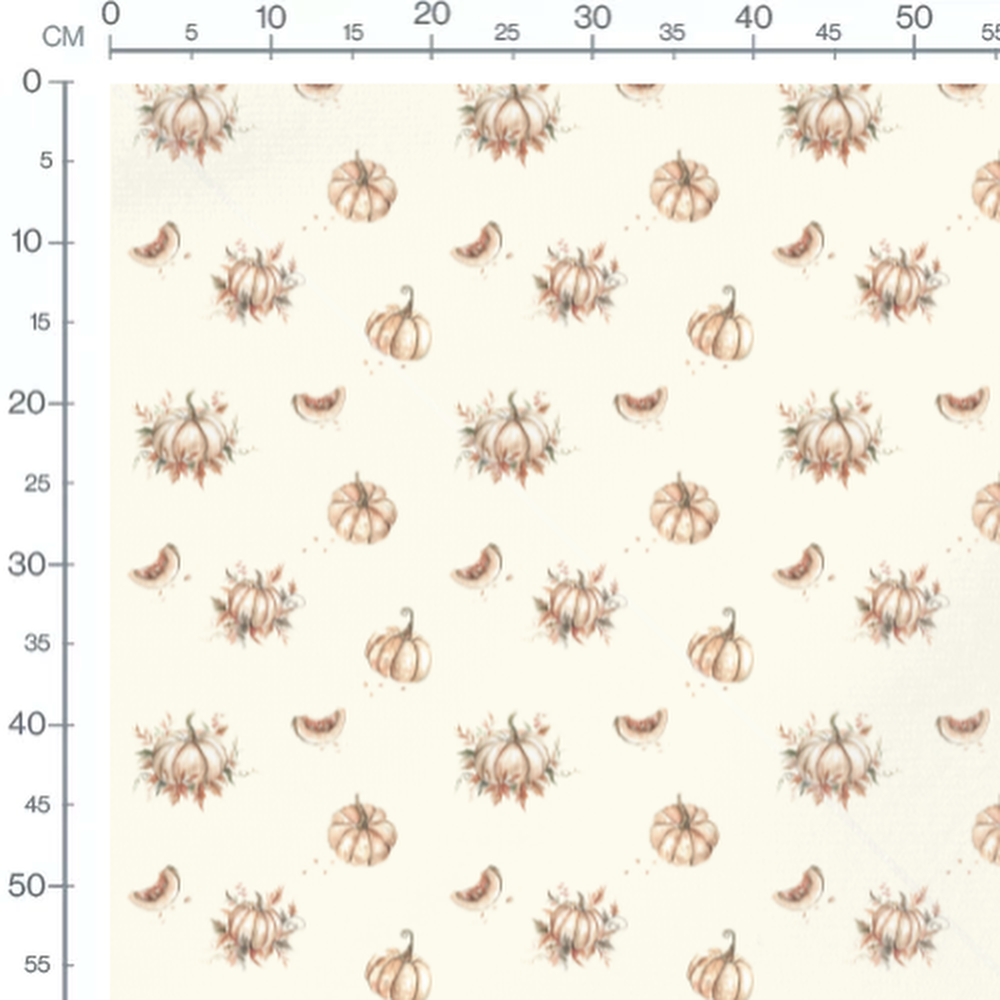 Tissu - Citrouilles brunes sur crème