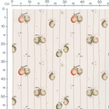 Tissu - Pommes et fleurs sur fond beige