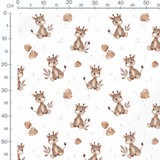 Tissu - Petites girafes et feuilles