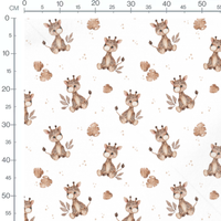 Tissu - Petites girafes et feuilles