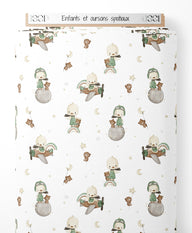 Tissu - Enfants et oursons spatiaux