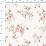 Tissu - Roses et feuillages verts