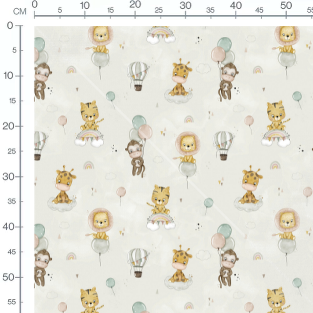 Tissu - Animaux joyeux sur ballons