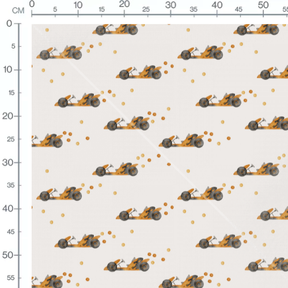 Tissu - Motos et points orange