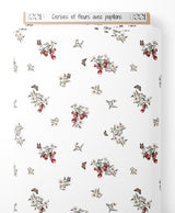 Tissu - Cerises et fleurs avec papillons