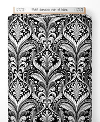 Tissu - Motif damassé noir et blanc