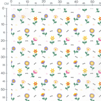 Tissu - Fleurs multicolores sur blanc