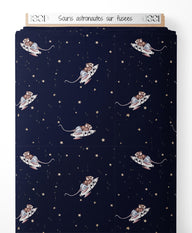 Tissu - Souris astronautes sur fusées