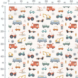 Tissu - Véhicules multicolores variés