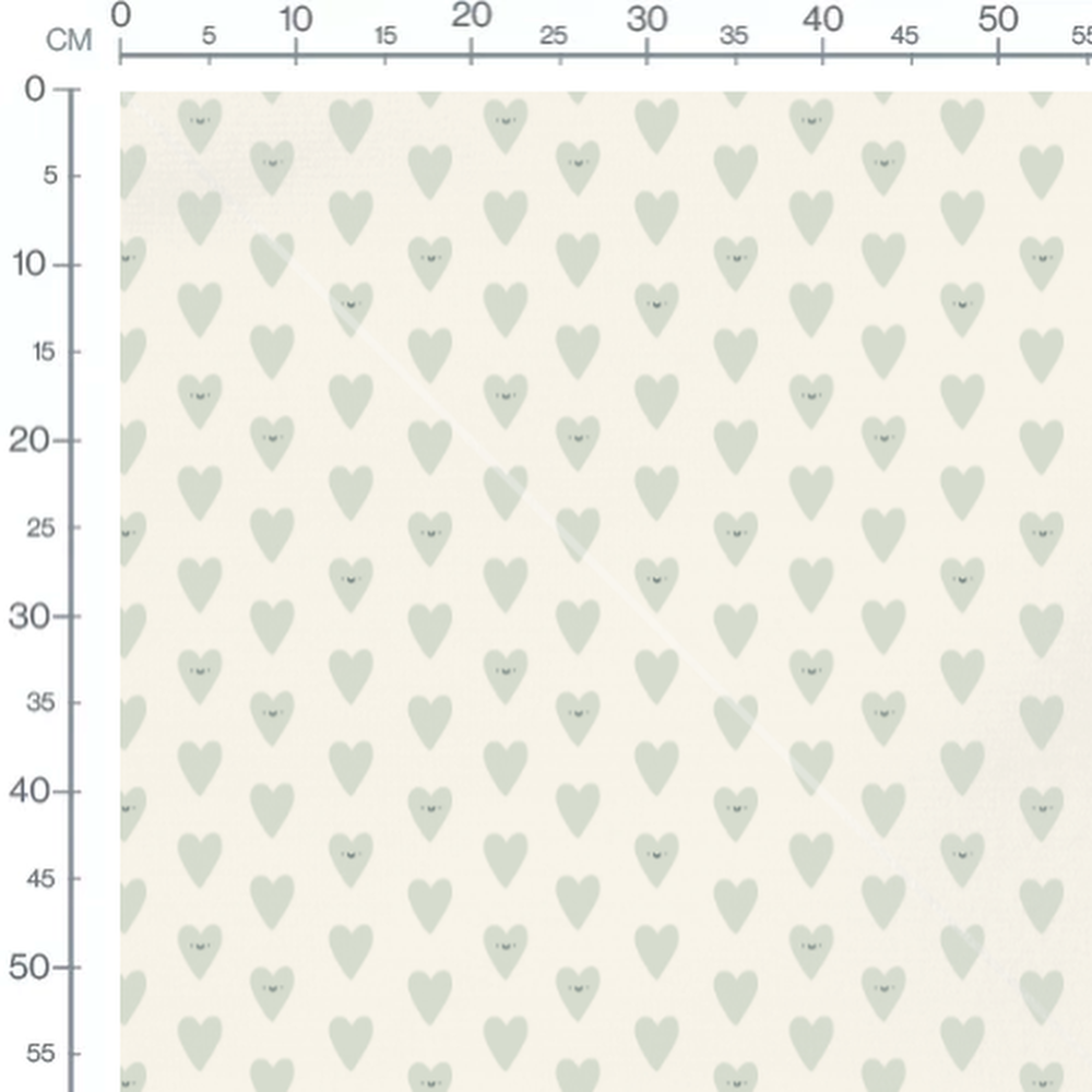Tissu - Cœurs verts souriants