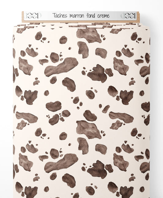 Tissu - Taches marron sur fond crème