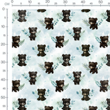 Tissu - Oursons et feuillages