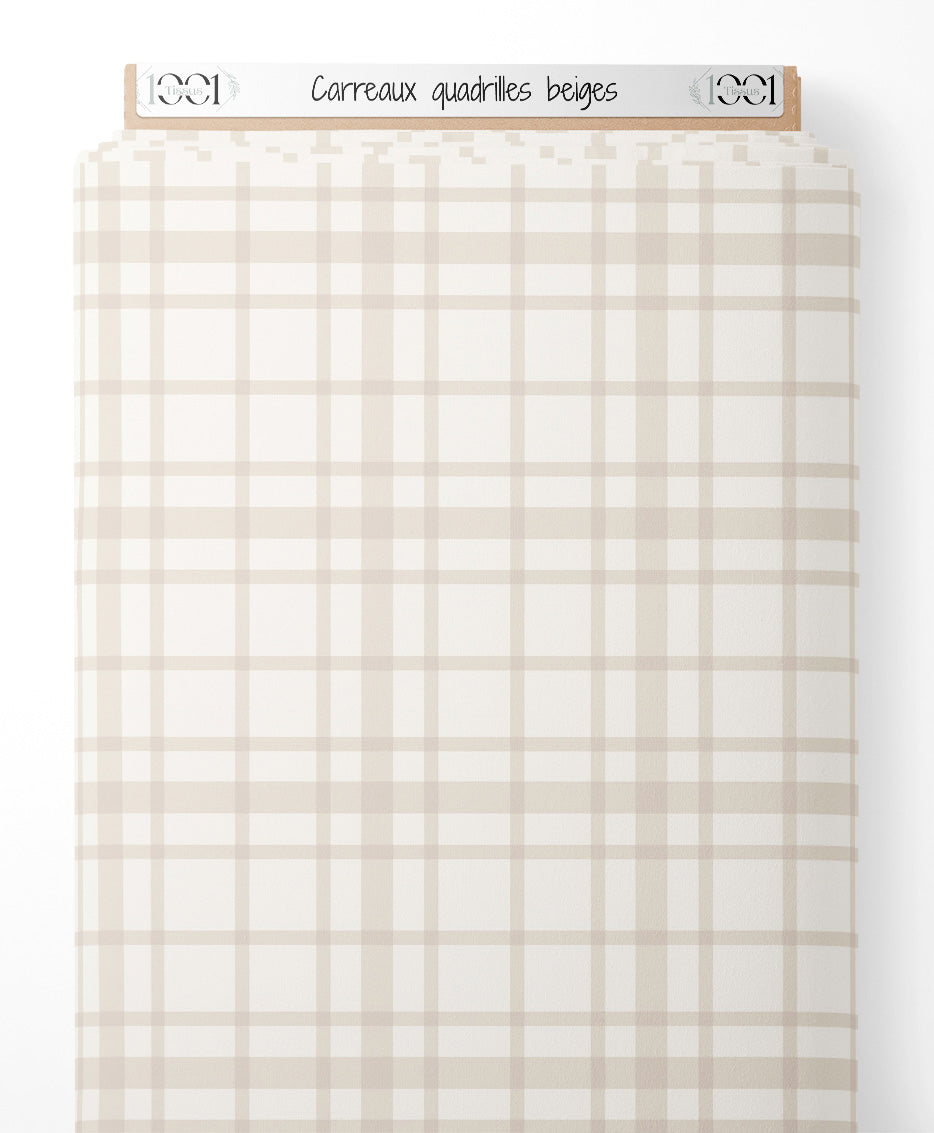 Tissu - Carreaux quadrillés beiges