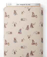 Tissu - Ours mangeant du miel