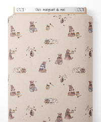 Tissu - Ours mangeant du miel
