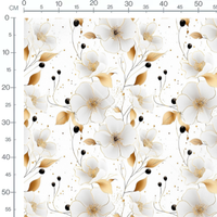 Tissu - Tissu Fleurs Blanc Or