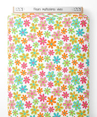 Tissu - Fleurs multicolores vives