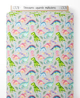 Tissu - Dinosaures aquarelle multicolores