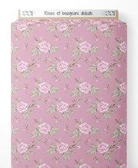Tissu - Roses et bourgeons délicats
