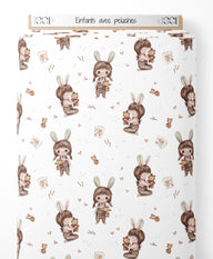 Tissu - Enfants avec peluches