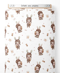 Tissu - Enfants avec peluches