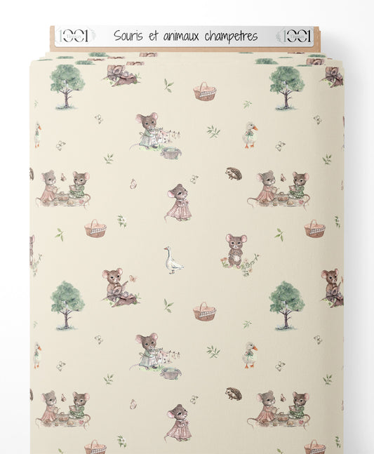 Tissu - Souris et animaux champêtres