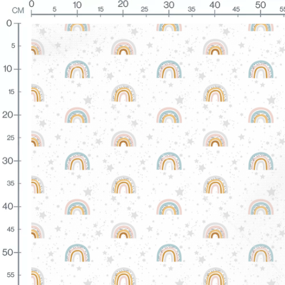 Tissu - Arcs-en-ciel pastel et étoiles