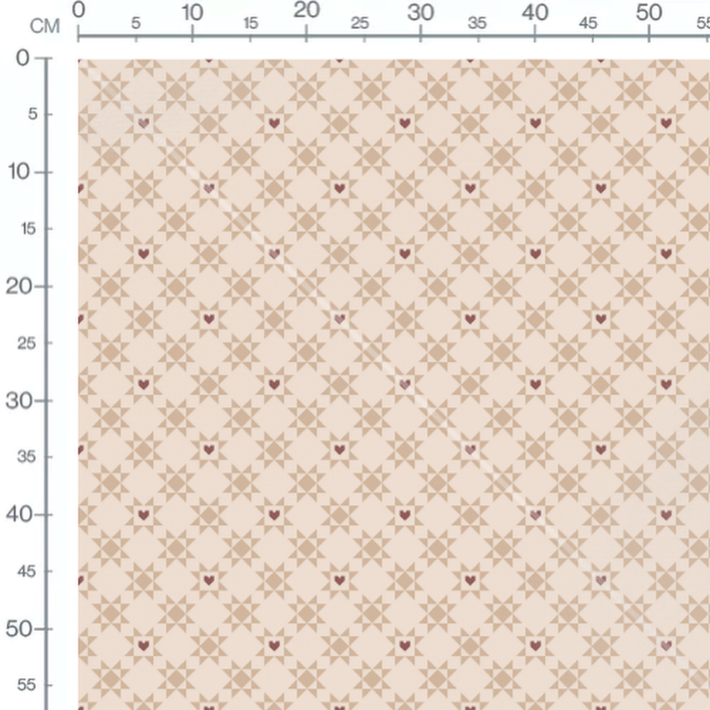 Tissu - Étoiles et cœur central