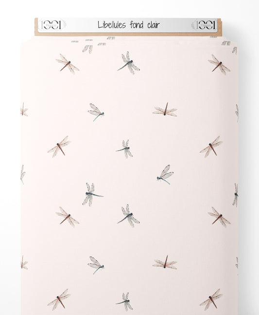 Tissu - Libellules sur fond clair