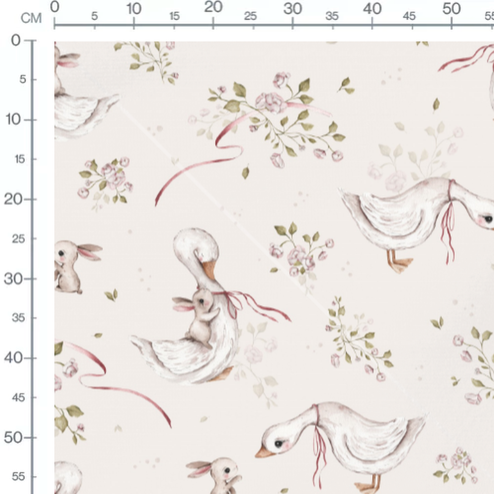 Tissu - Fleurs et rubans sur crème 2