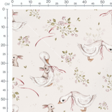 Tissu - Fleurs et rubans sur crème 2