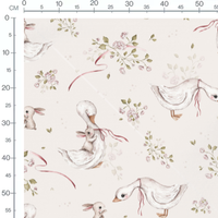 Tissu - Fleurs et rubans sur crème 2
