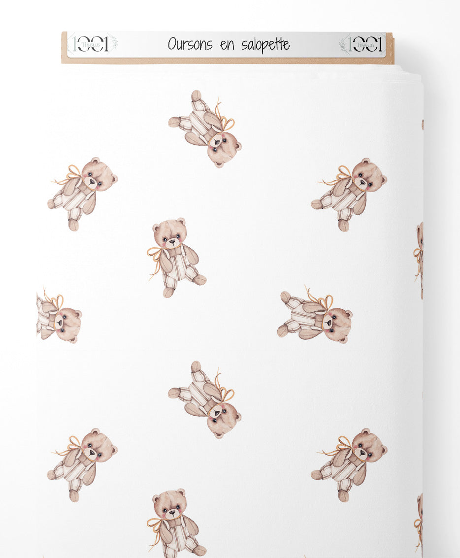 Tissu - Oursons en salopette